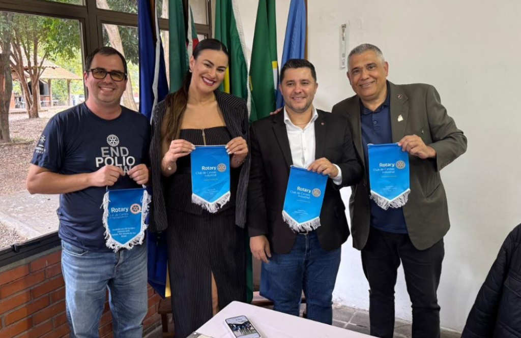 Presidente 2024-25, do Canoas-Industrial, Eduardo Martinho; empresária Silvana Oliveira; Presidente 2024-25, do Canoas-Empreendedor, Bruno Germann e o Presidente 2024-25, do Canoas, Gerson dos Santos
