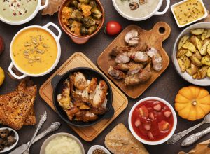 top-view-table-full-food